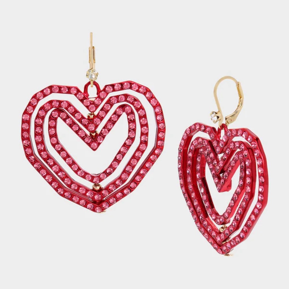 LOOK INTO YOUR HEART HOOK EARRINGS RED website exclusive!